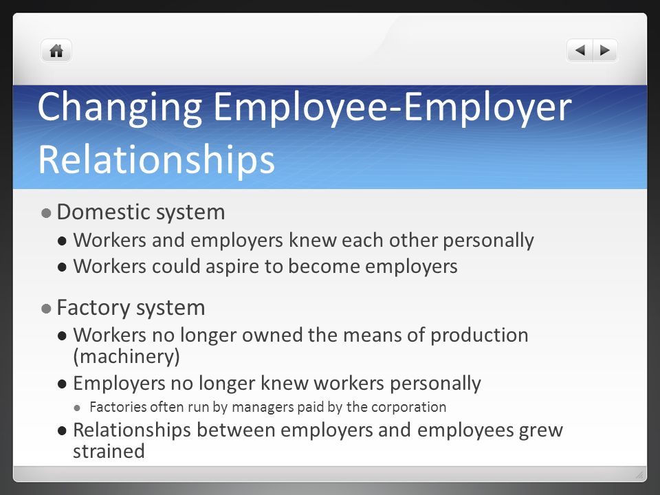 Relationships between employees and employers